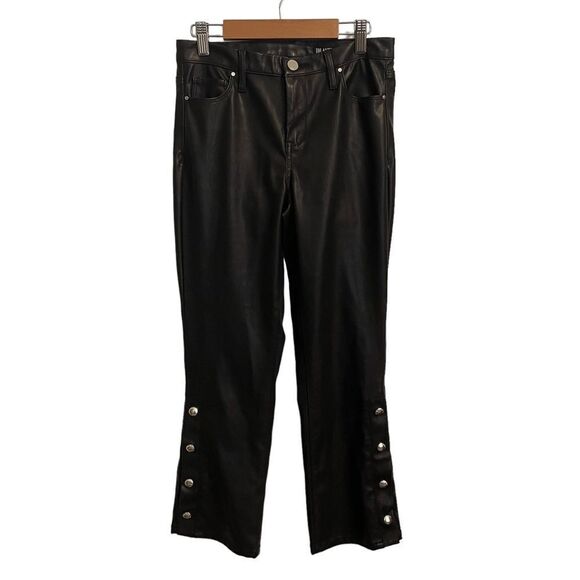 Blank NYC Varick Reade Classic Skinny Kick Boot Snap Crop Faux Leather Pants 25 - Picture 1 of 7
